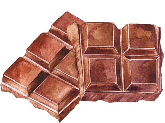 Watercolor Chocolate Bars Illustration